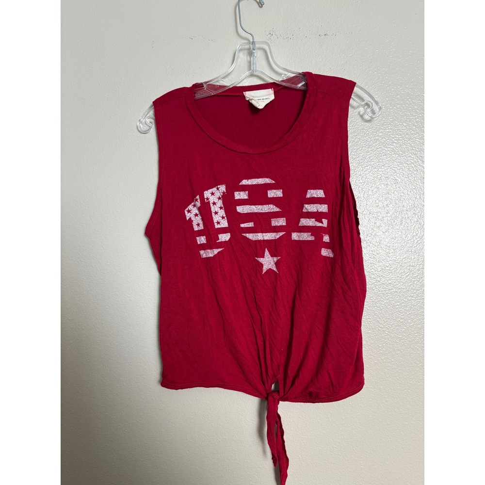 American Rebel Red USA Graphic Front Tie Sleeveless Muscle Tank Top XL TFR11033